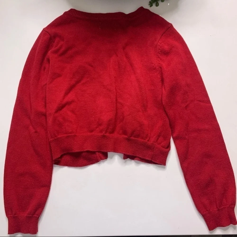 Children’s Place red Floral Appliqué girl Medium Holiday Cardigan sweater jacket